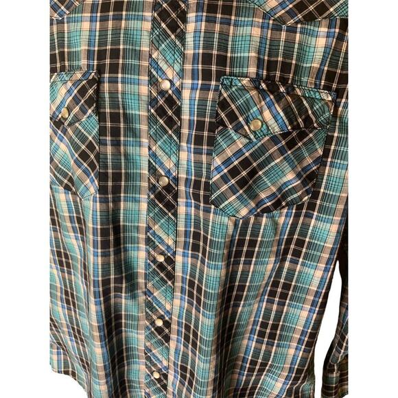 Wrangler Wrancher Vintage Shirt Mens XL Plaid Pearl Snap Buttons Cowboy Western - Picture 5 of 7